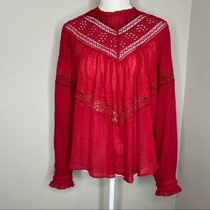 Free People Red Blouse Size XS